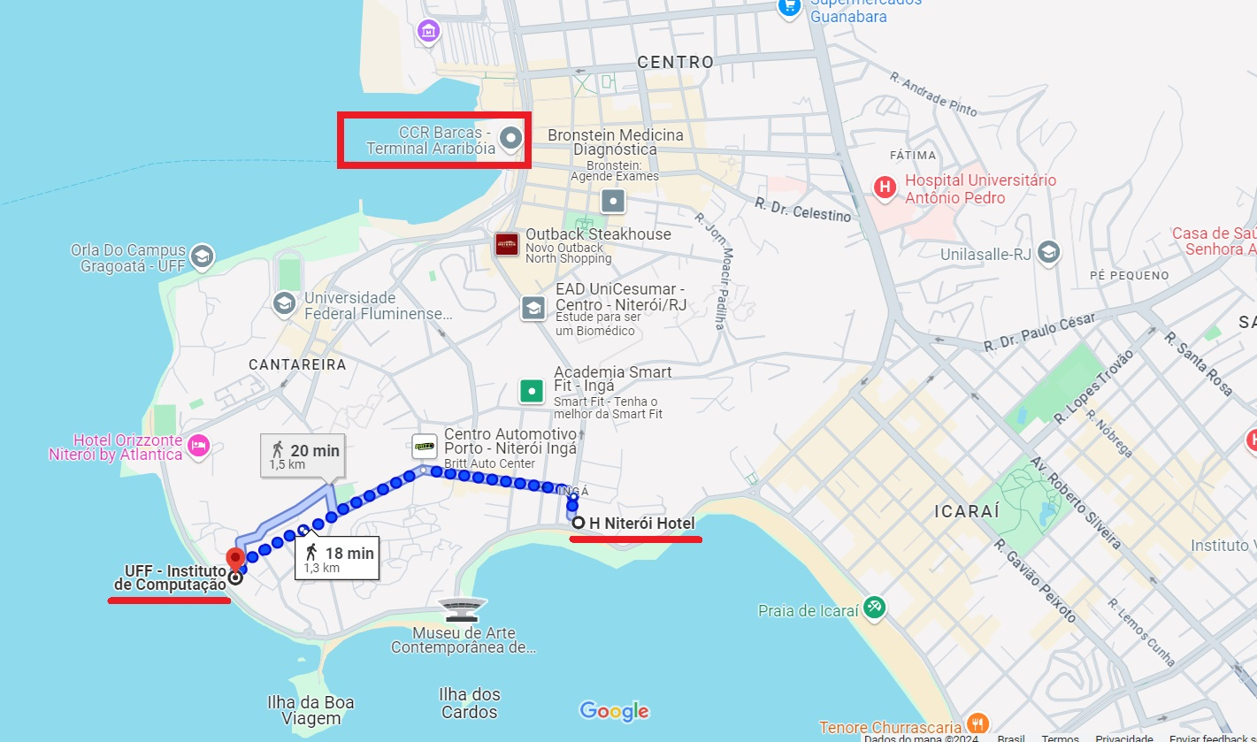 Mapa do acesso das Barcas ao Instituto de Computação da UFF